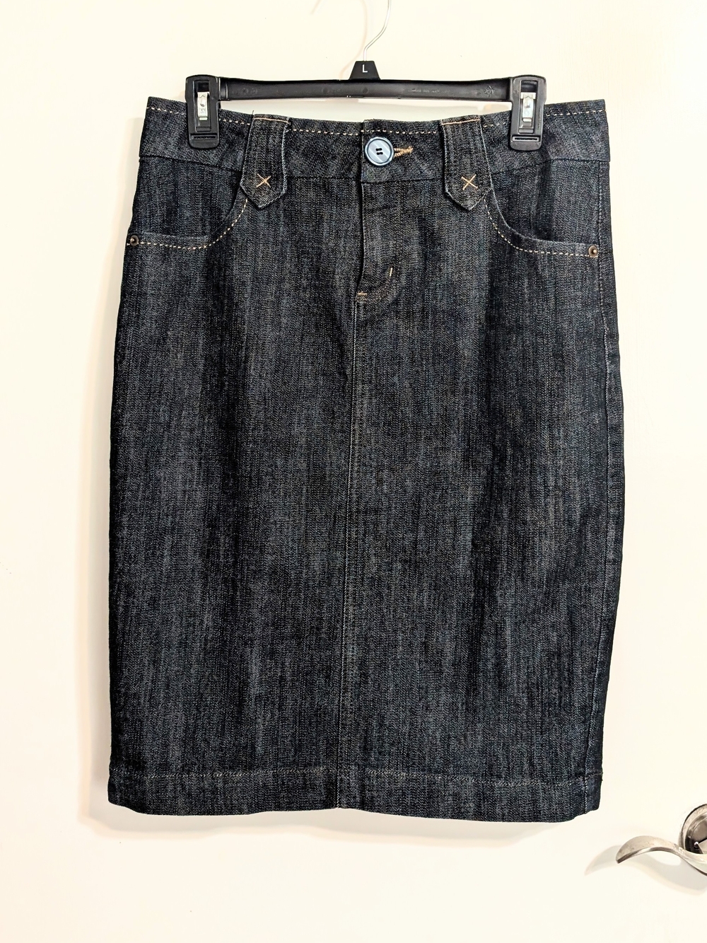 Y2K Fashion Bug Indigo Denim Midi Skirt Pleated Back Hem Size 10